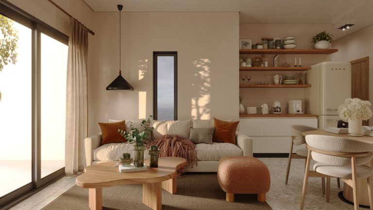 Salon ve yemek alanı panoraması